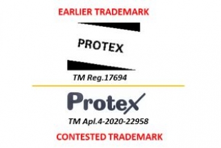 Applied-for mark  “Protex, figure” is being opposed